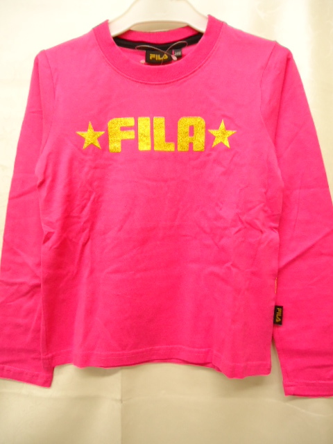【KCM】ac-769-130★未使用★【FILA/フィラ】ラメロゴ 長袖Tシャツ 130 ピンク キッズ拍卖
