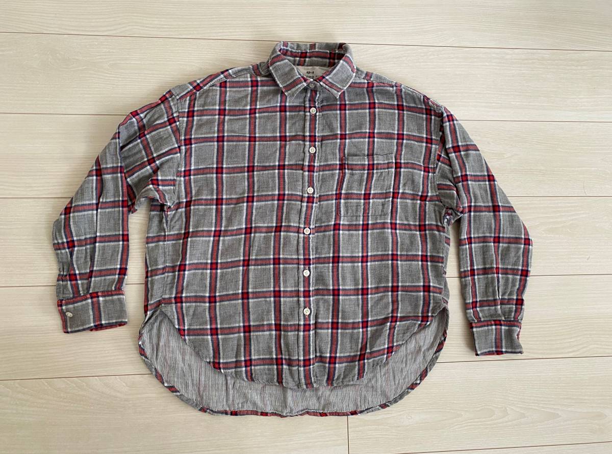 ★無印良品 良品計画 長袖シャツ チェック柄 XS~S コットン 幅広★拍卖