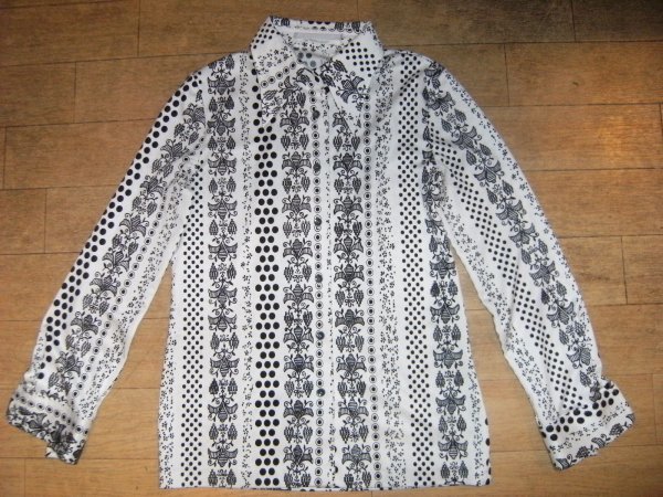 昭和レトロ-日本製★80年代★当時物 モータウン ボヘミアン ヒッピー ブラウス 長袖シャツ Yシャツ★パリジェンヌ ディスコ アメカジ 不良拍卖