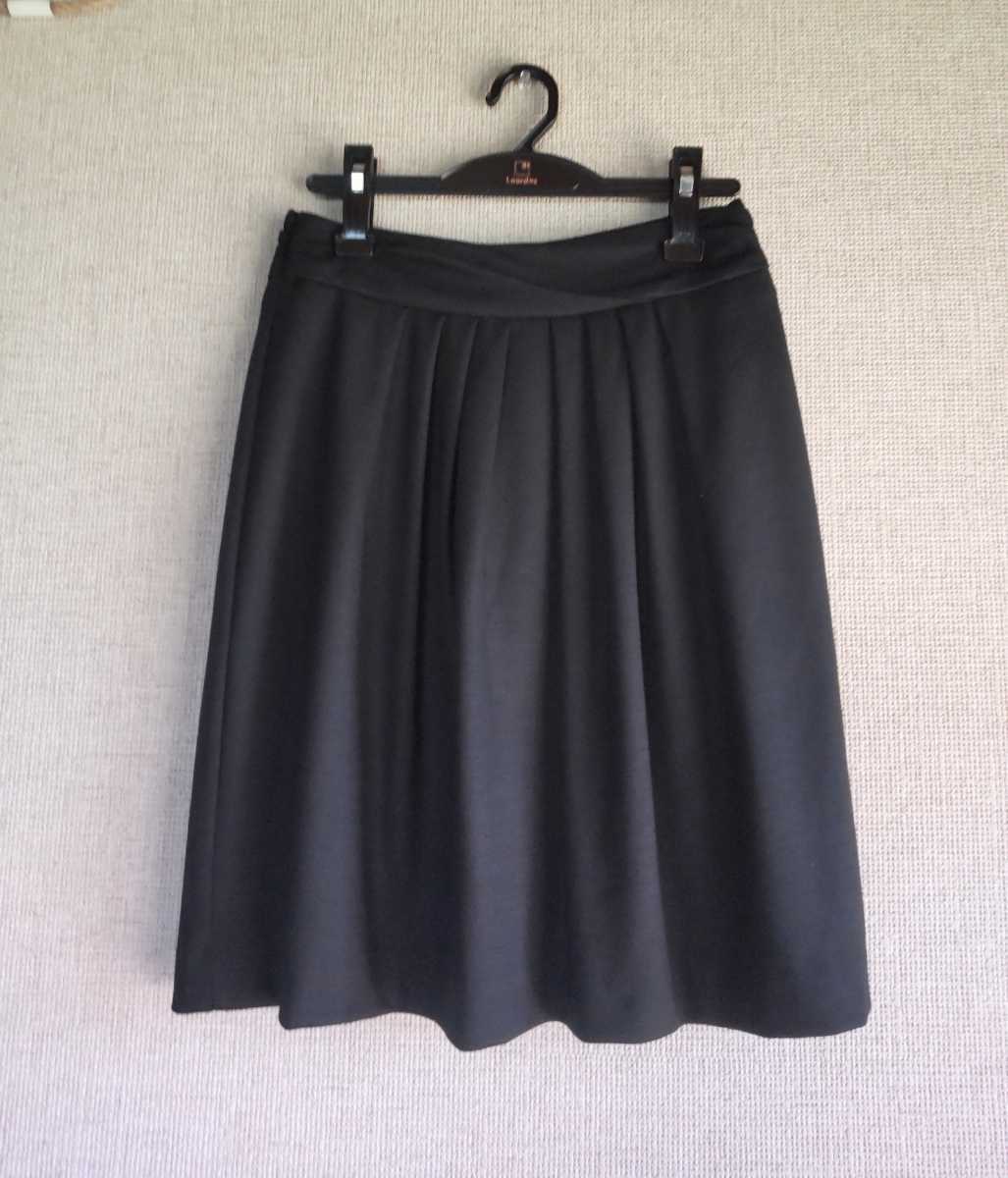 ★ロートレアモン 上品 ウール100% 膝丈 スカート ブラック 38★拍卖