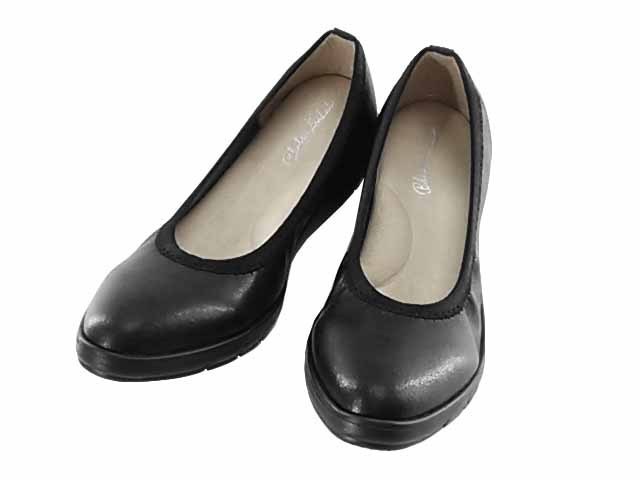 ポインテッドパンプス はっ水 超軽量 低反発 ストレッチ素材 日本製 22.0cm 3E ヒール高3.5cm ブラック拍卖