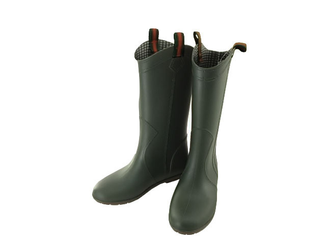 レインシューズ 美脚 ミドル丈 プルタブ付き Milady アウトドアブーツ M 23.5cm カーキ拍卖