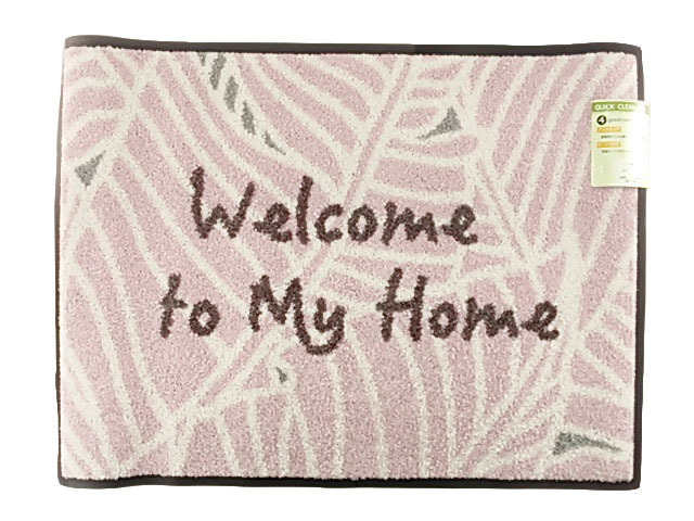 泥落としマット 高密度 丈夫 屋外用 70x50cm リーフ柄 ピンク拍卖