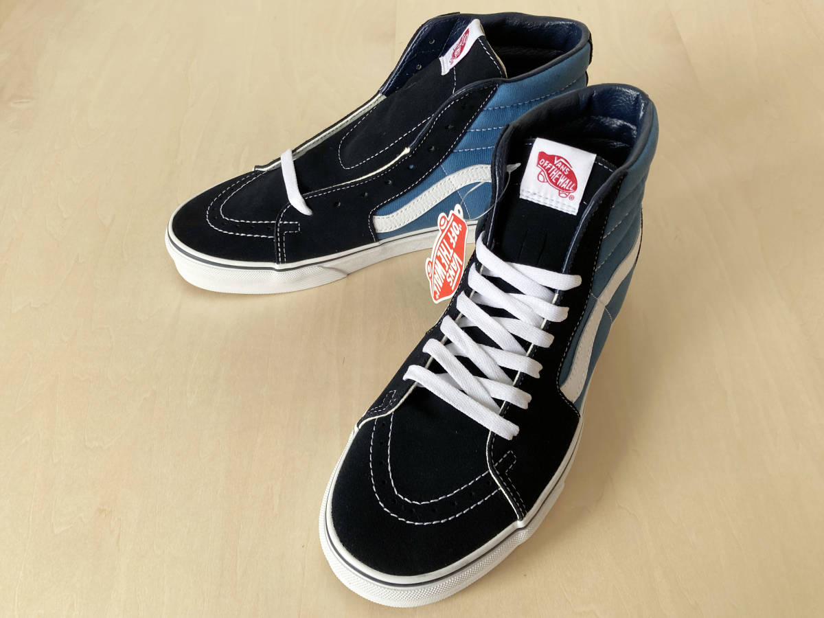 27cm ネイビー ホワイト バンズ スケハイ VANS SK8-HI NAVY US9/27cm VN000D5INVY拍卖