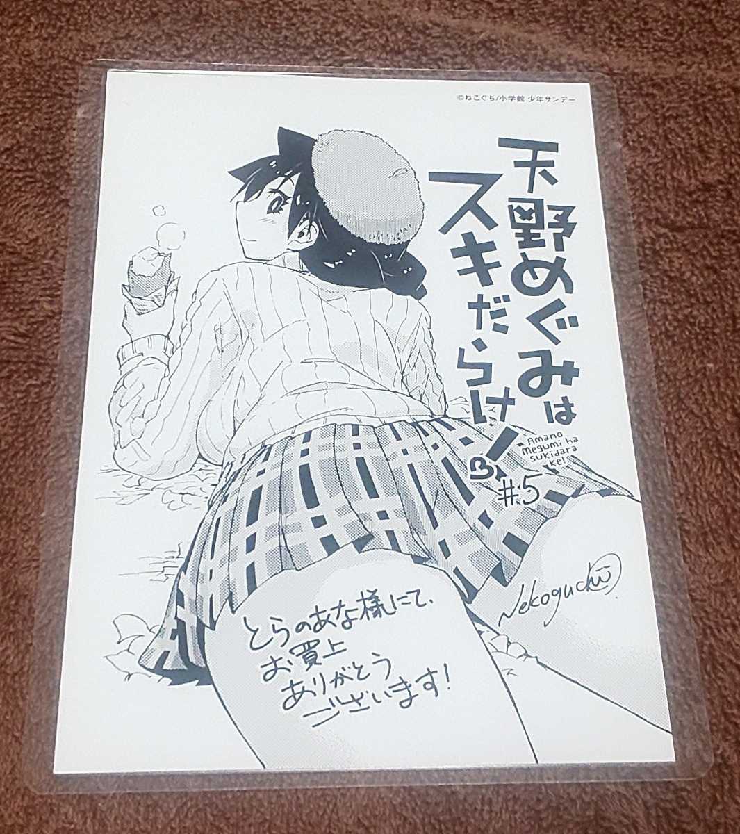 ♪『天野めぐみはスキだらけ!』♪#5♪とらのあな♪購入特典♪イラストカード♪ねこぐち♪ラミネート加工済(説明欄必読)♪拍卖