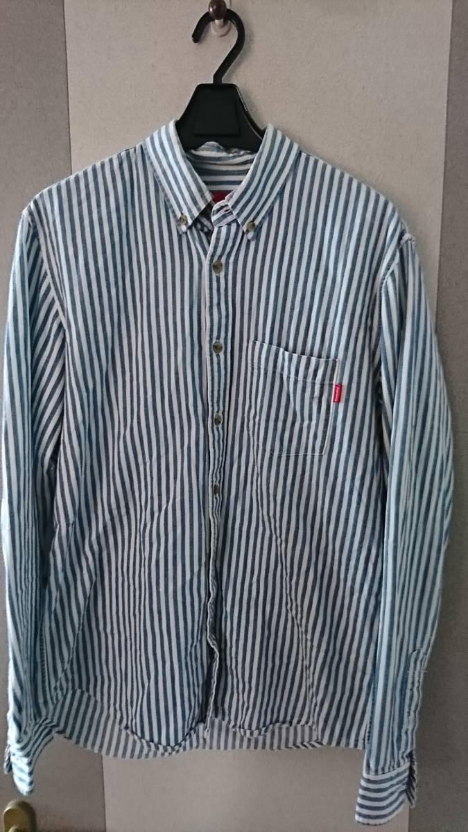 supreme stripe denim shirt シュプリーム ストライプ デニム シャツ S拍卖