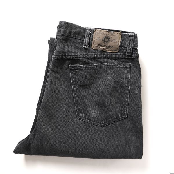 90's USA製 ラングラー ブラック デニムパンツ 実寸36×32 黒 ストレート リラックスフィット 90年代 アメリカ製 旧タグ オールド Wrangler拍卖