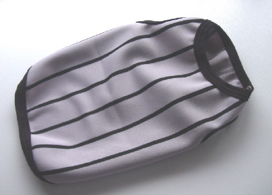 犬服Q13-S■Sサイズ■チワワ等小型犬用ジャージTシャツ*グレー×黒ストライプ柄ハンドメイド拍卖