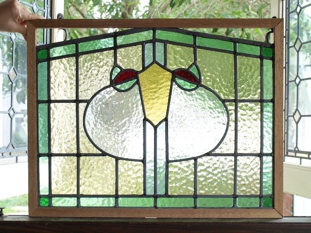■アンティークステンドグラス23303-3 色ガラス 装飾 英国 イギリス 窓 ドア 内装に ■拍卖