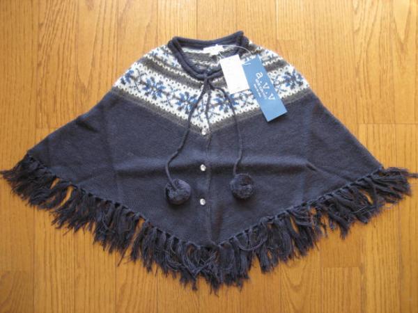即決新品 a.v.v MICHEL KLEIN PARIS / ミッシェルクラン ニット ポンチョ 紺系ノルディック柄 130cm / MK / 送料無料 / ②拍卖