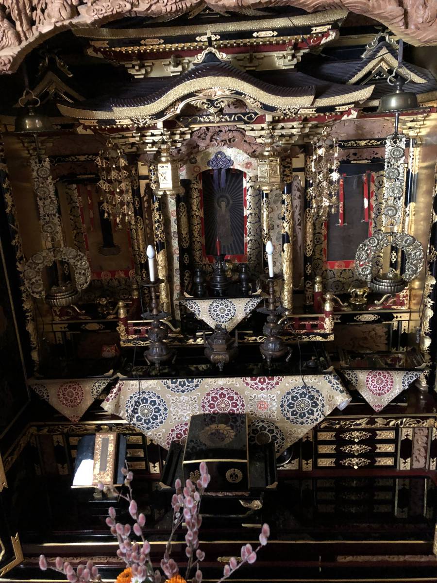 輪灯★りん灯★真鍮製★直径16.5㎝★高さ60㎝★1対★年代物★仏壇★仏具拍卖