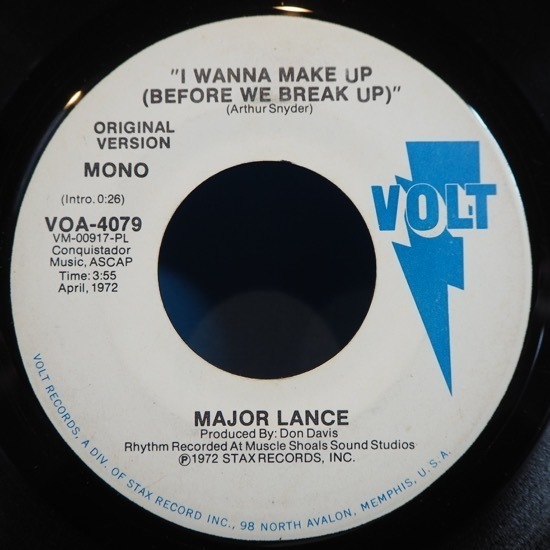 ■45'sシングル! 白プロモ! VAULTレコ!★MAJOR LANCE/I WANNA MAKE UP★送料無料(条件有り)多数出品中!★オリジナル名盤■拍卖