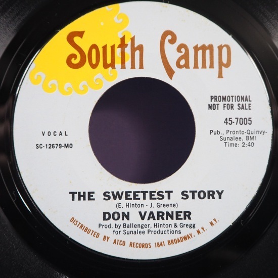 ■SOUTH CAMPレコ! PROMO シングル盤!★DON VARNER/HOME FOR/SWEETEST★送料無料(条件有り)多数出品中!★オリジナル名盤■拍卖