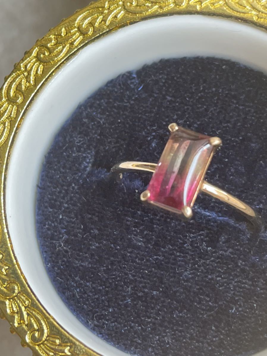 Shin Jewelry バイカラー トルマリン リング K10 刻印あり 天然石 カクテルカラー拍卖