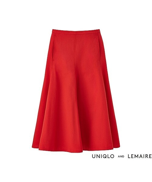 【新品・W70・レッド】 ユニクロ×ルメール ユニクロユー UNIQLO U シアサッカースカート 赤 朱色 朱赤 2016SS コットン100%拍卖