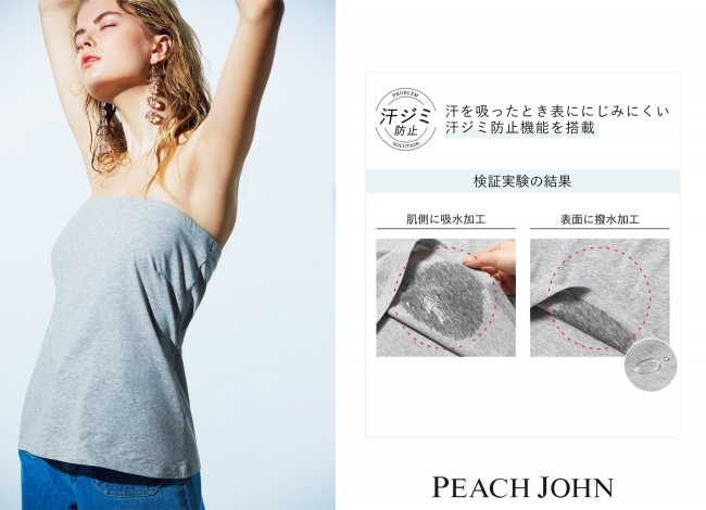 匿名配送料無料】定価2000円+税 新品 PJ ピーチジョン 汗じみ防止 ロングチュブートップ グレー ストラップレスと一緒に M拍卖