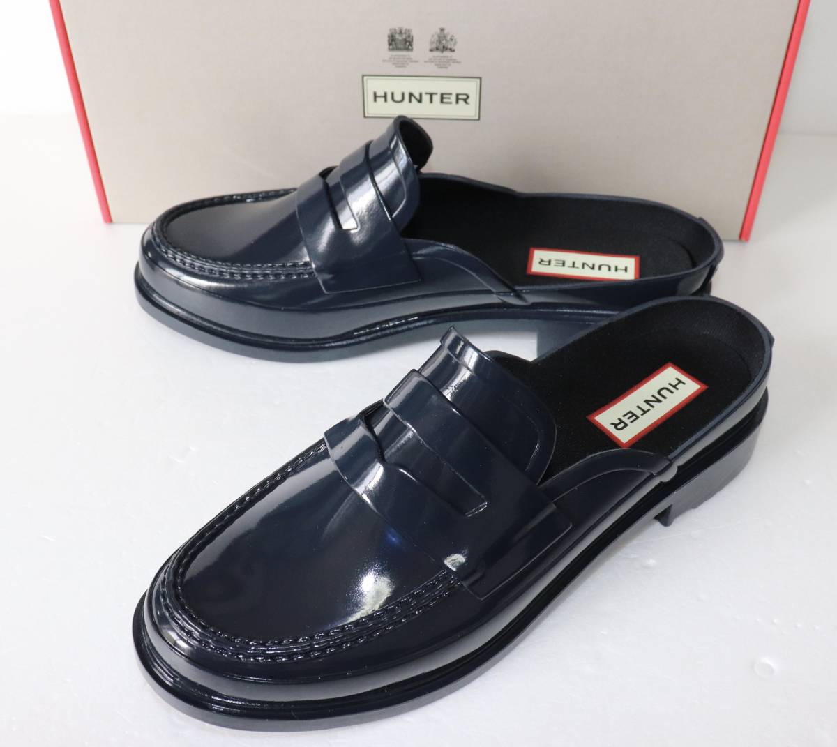 定価16500 新品 本物 HUNTER 靴 BACKLESS GLOSS PENNY LOAFER ハンター WFF1060RGL JP22 UK3 US5 EU36 6045拍卖