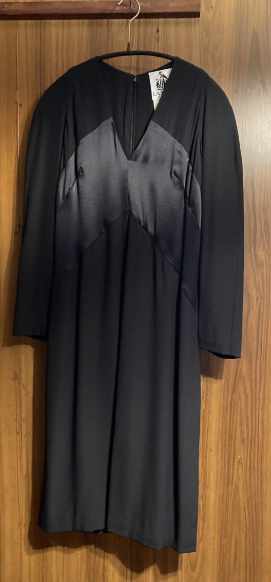 【SALE!!】高級ライン LANVIN PARIS ランバン パリ シルク ワンピース ドレス クリーニング済 フランス製 ブラック黒 冠婚葬祭drawer拍卖