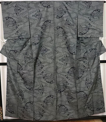 【送料無料】大島紬★正絹★花扇子 ki24342【美品】拍卖