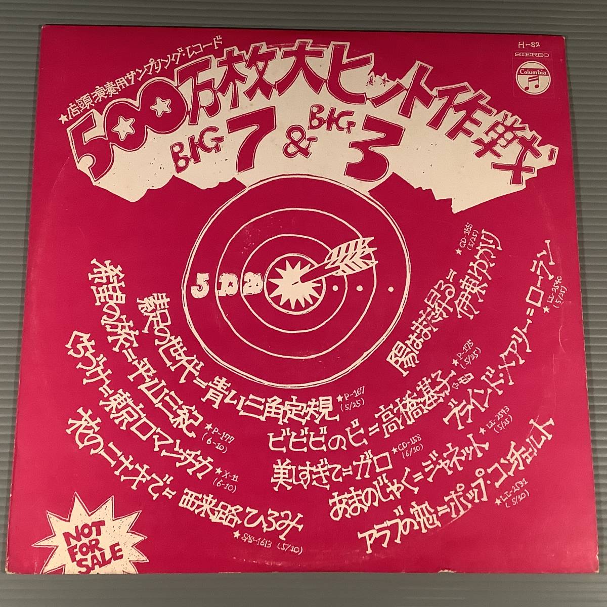 LP(非売品)●『500万枚大ヒット作戦』青井三角定規,平山三紀,西来路ひろみ,ガロ,伊東ゆかり,ジャケット,ローラン,他●白ラベル!拍卖