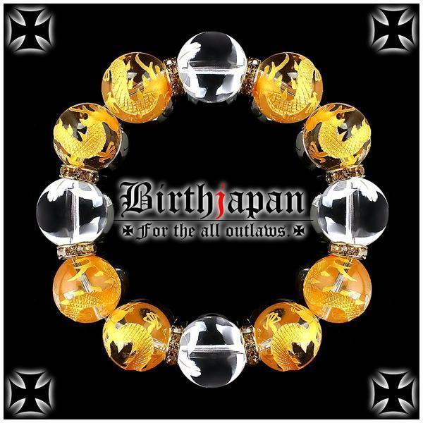 18mm ロンデル×金龍水晶 水晶数珠ブレスレットヤクザオラオラ系拍卖