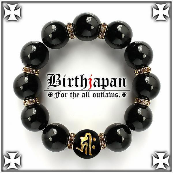 18mm ロンデル×オニキス数珠ブレスレット ヤクザオラオラ系拍卖