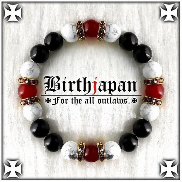 10mmロンデル×オニキスハウライトカーネリアン数珠ブレスレット拍卖