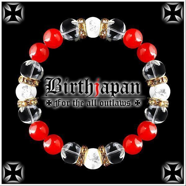 10mm/ロンデル×水晶/ハウライト/カーネリアン数珠ブレスレット拍卖