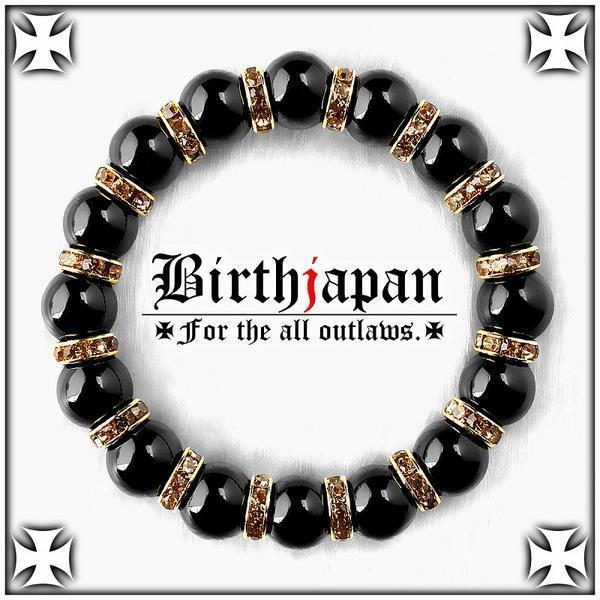 12mm/ロンデル×オニキス数珠ブレスレット/ヤクザオラオラ系拍卖