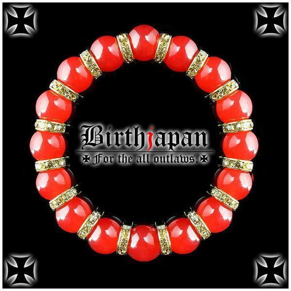 12mm/ロンデル×カーネリアン数珠ブレスレット/ヤクザオラオラ系拍卖