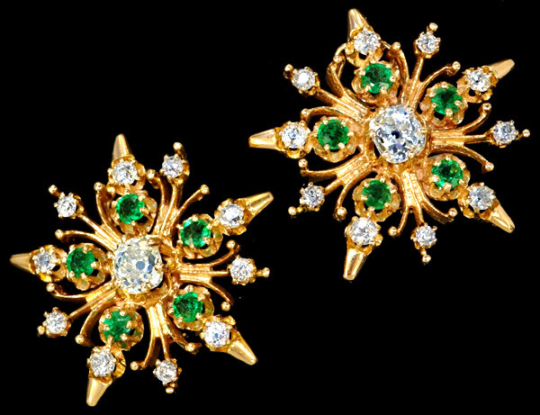 D8787【Mitsuo Kaji】梶光夫 参考定価¥2,400,000 Antique 天然上質ダイヤモンド 最高級18金無垢イヤリング 重さ12.2g 幅25.0×25.0mm 拍卖