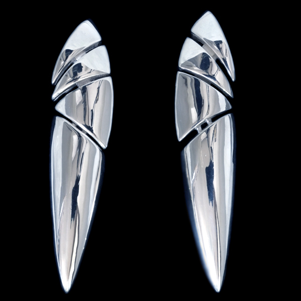 *S2223【quique】Art Jewelry SLVイヤリング SPAIN New 重さ約16.2g 幅約53.3×11.3mm拍卖