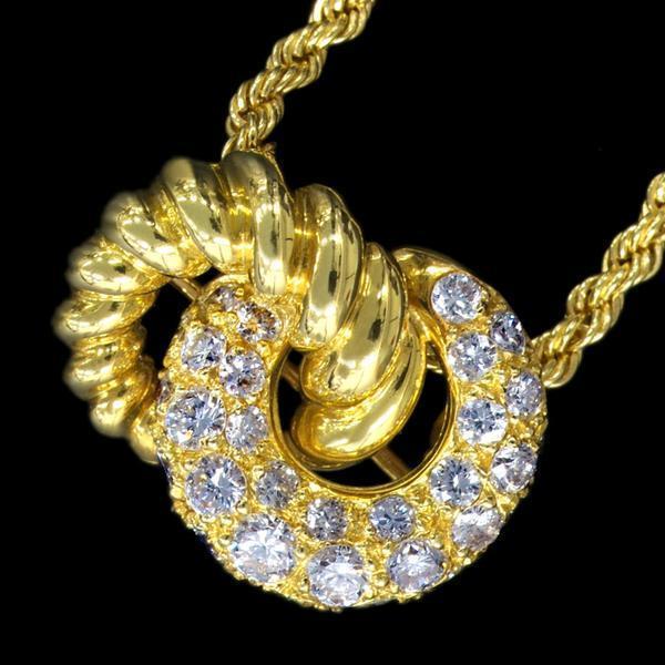 73601-1 絶品ダイヤモンド 最高級18金無垢セレブリティフランス製ネックレス 長さ40cm 重さ14.6g トップ幅20.4×14.7mm拍卖