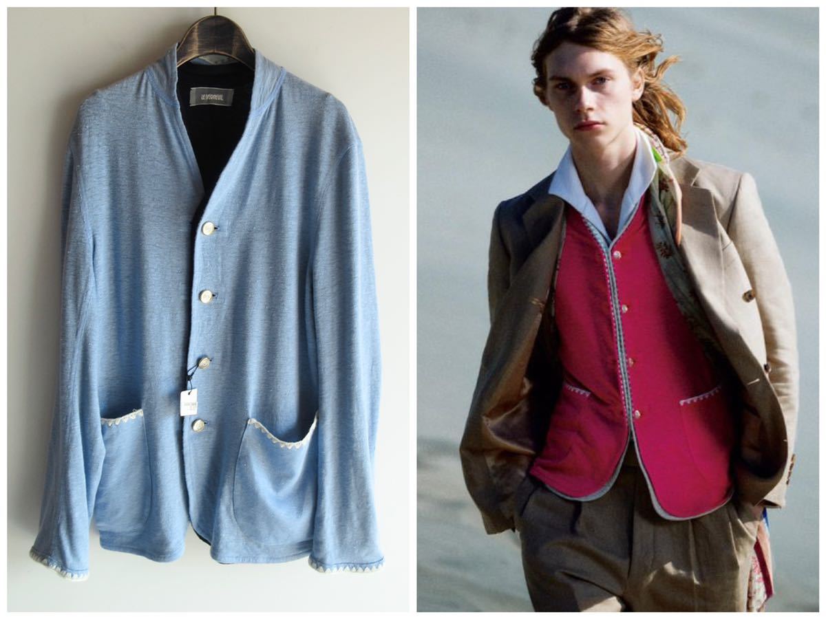 未使用 LE VERNEUIL ルヴェルヌイユ ストレッチリネンカーディガンジャケット 38 Mサイズ ノーカラー TOMORROWLAND m's braque 春夏拍卖