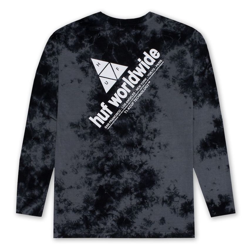 HUF Peak Logo Crystal Wash L/S T-Shirt Black S Tシャツ拍卖