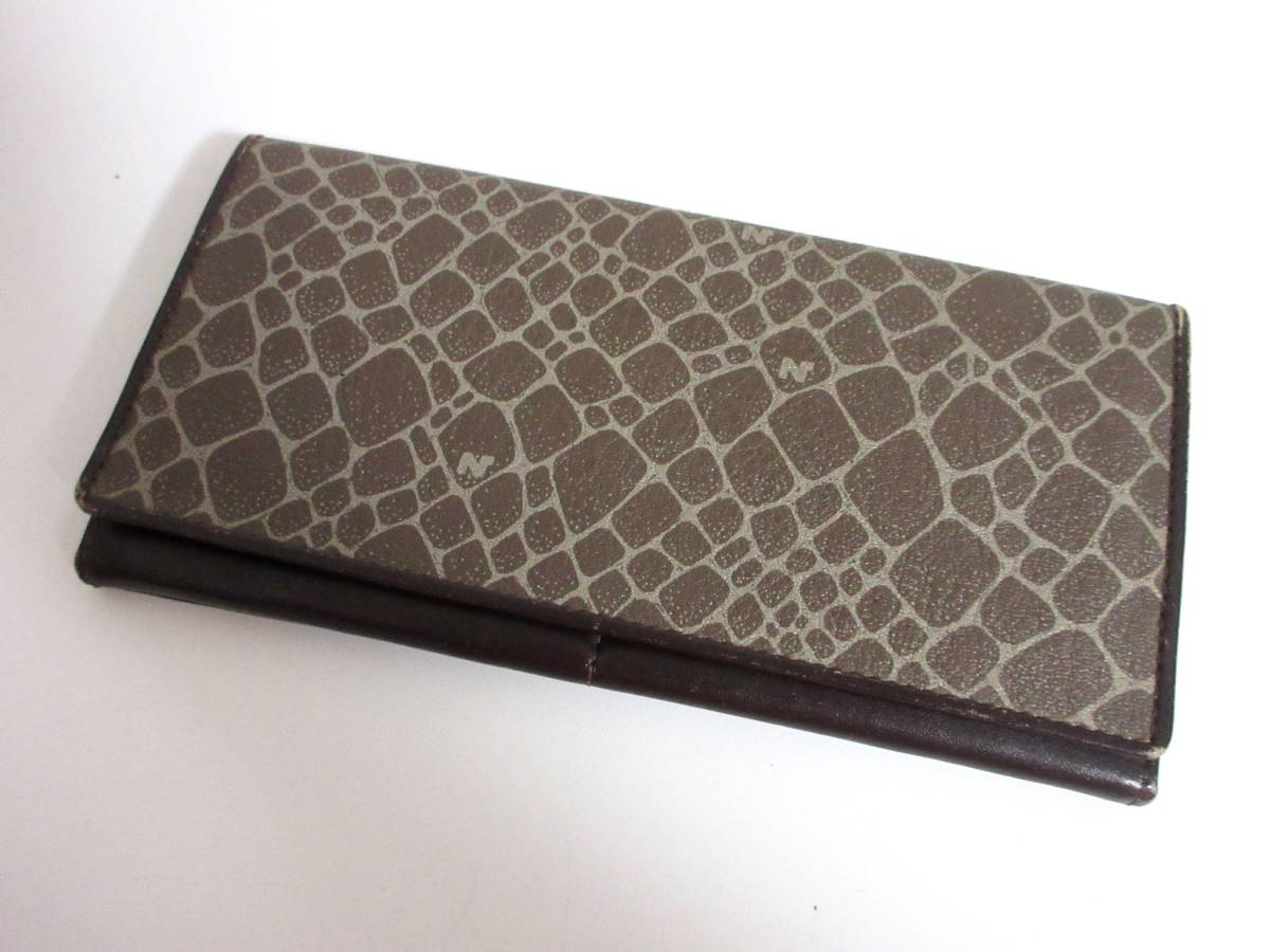 ニナリッチ NINA RICCI レザー 2つ折り 長財布 茶 ブラウン yg513拍卖