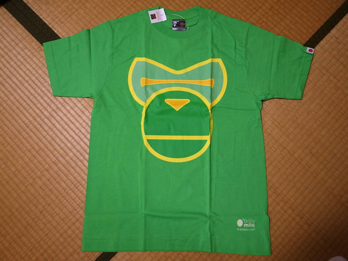 【送料無料】激レア・初期★A BATHING APE エイプ★BABY MILO マイロボーグ フェイスTシャツ★グリーン★M★BAPE拍卖
