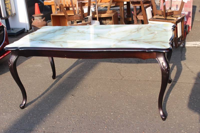 自社配送有 セット割引有 アンティーク調 猫脚 ダイニングテーブル 4人掛け 大理石調 チェア4脚セット売り可拍卖
