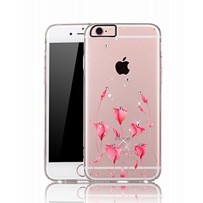 【iPhone6/6s対応】クリアデザインケース (LOVING) フラワーデザインとラインストーンで魅せるエアグジュアリーなデザインのケースです。拍卖