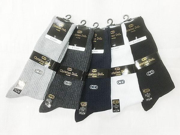 同梱可能 クリスチャン・ドール リブソックス 紳士刺繍靴下 5カラー 10足セット拍卖