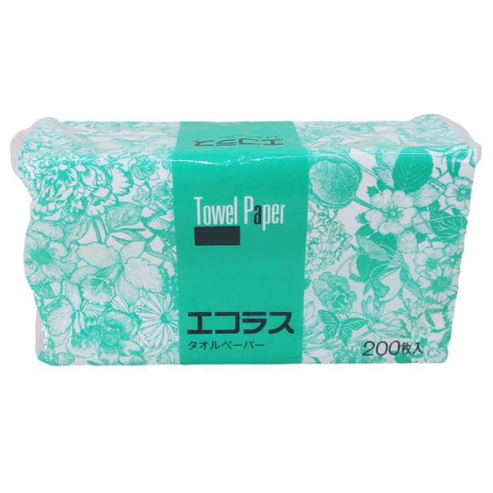 送料無料 ペーパータオル 業務用 エコラスタオル 中判サイズ 220×230mm 200枚x30個(1ケース)代金引換便不可拍卖