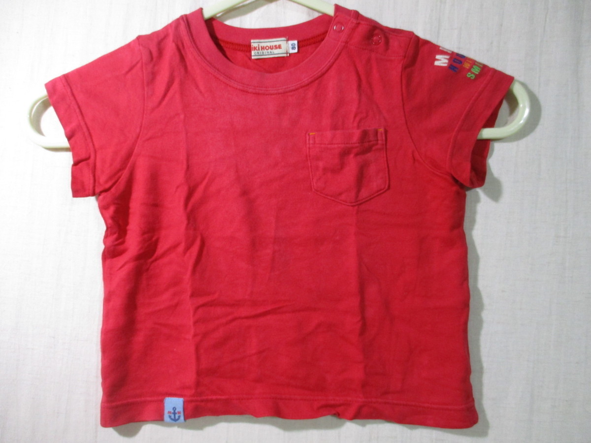 【miki HOUSE】Tシャツ サイズ80色レッド身丈31身幅29肩幅22/GAB拍卖