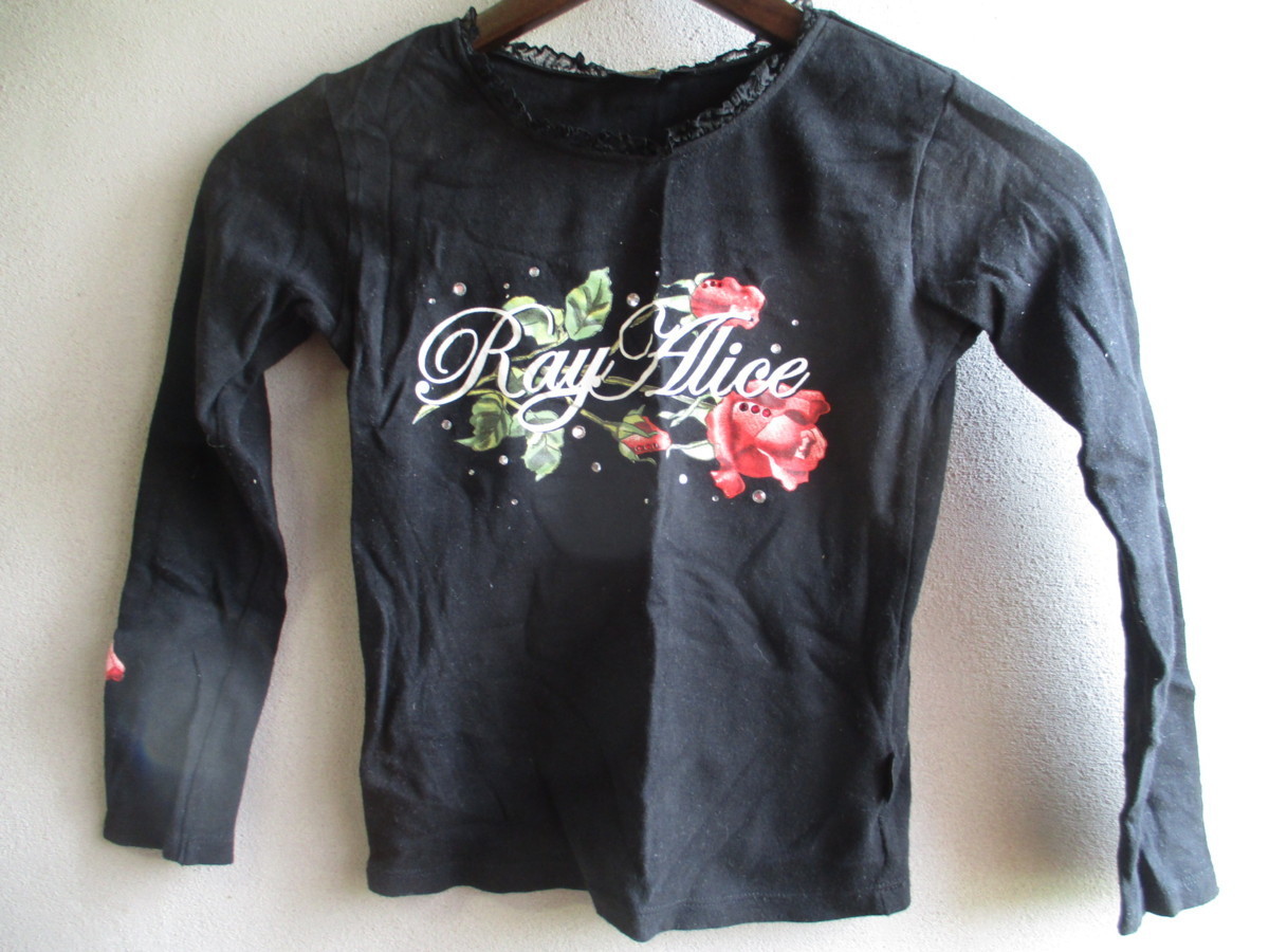 【Rayalice】 カットソー キッズ サイズ:140 色:ブラック 身丈:40 身幅:29 肩幅:31/NAF拍卖