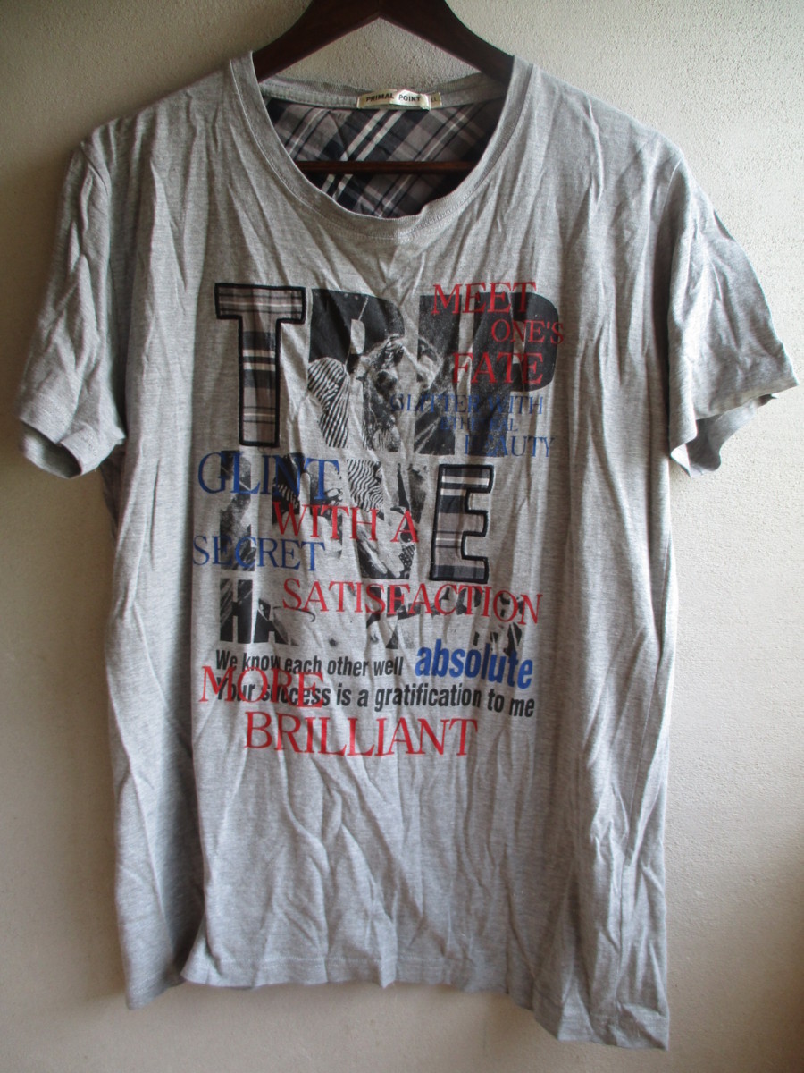 【PRIMAL POINT】 Tシャツ メンズ サイズ:LL 色:グレー 身丈:70 身幅:45 肩幅:43/EAM拍卖