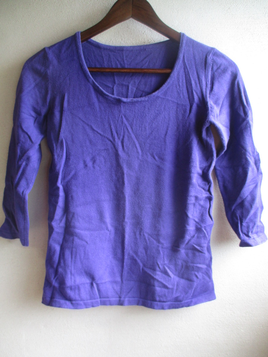 【PURE LADY】 ユニクロ カットソー レディース サイズ:.M 色:パープル 身丈:54 身幅:35 肩幅:36/FAQ拍卖