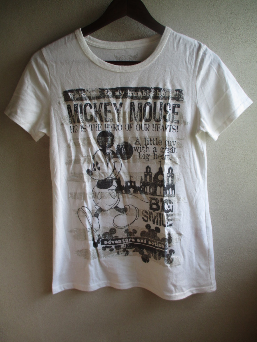 【Disney】 Tシャツ レディース サイズ:L 色:ホワイト 身丈:61 身幅:38 肩幅:36/BAB拍卖