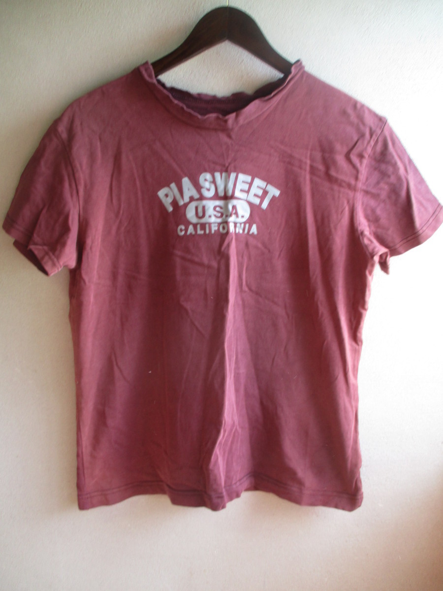 【Tシャツ】 メンズ サイズ:M 色:ワインレッド 身丈:59 身幅:46 肩幅:45/IAC拍卖