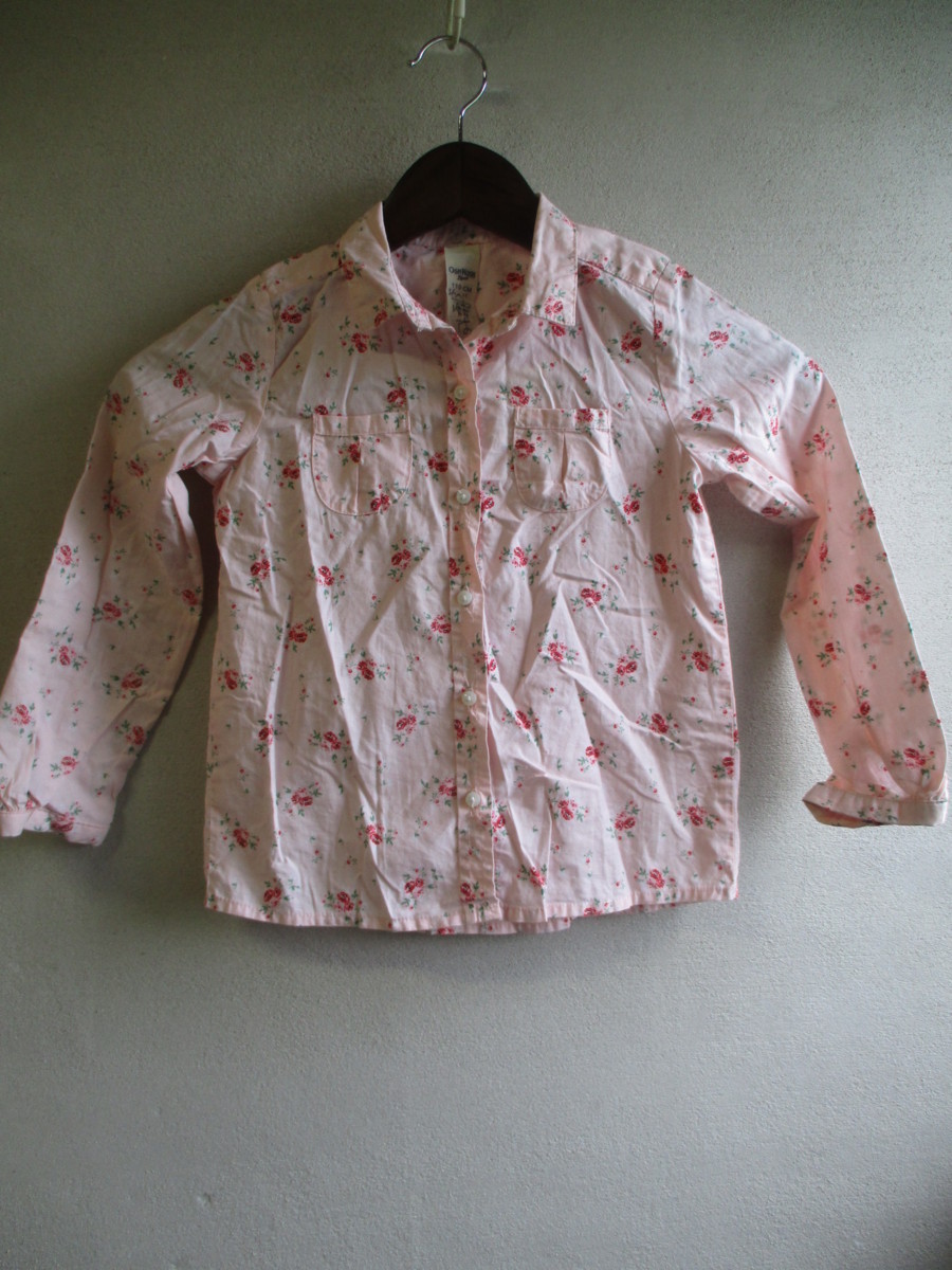 【OSHKOSH】 長袖シャツ キッズ サイズ:110 色:ピンク 身丈:46 身幅:35 肩幅:26/DAD拍卖