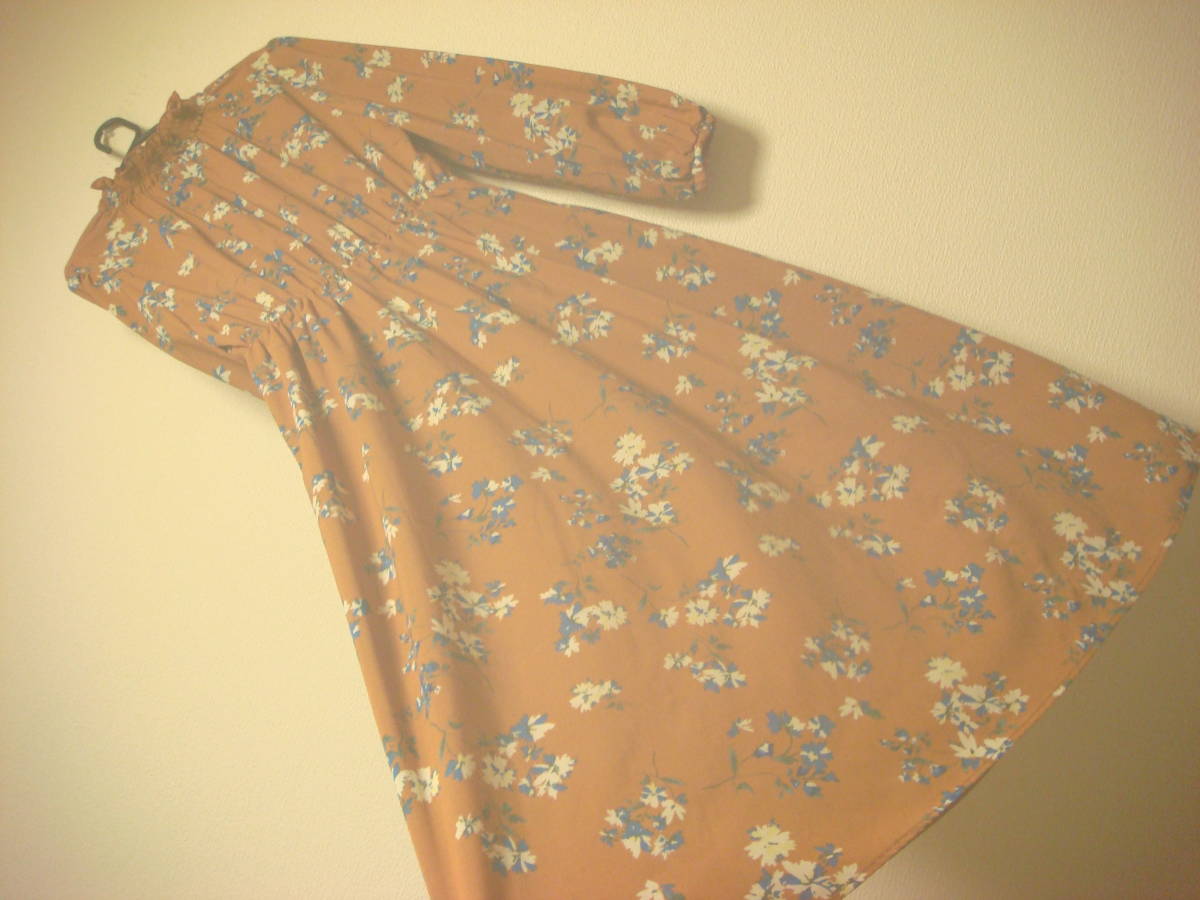ロペピクニック 花柄 ハイネック ロング ワンピース レンガ系 美品拍卖