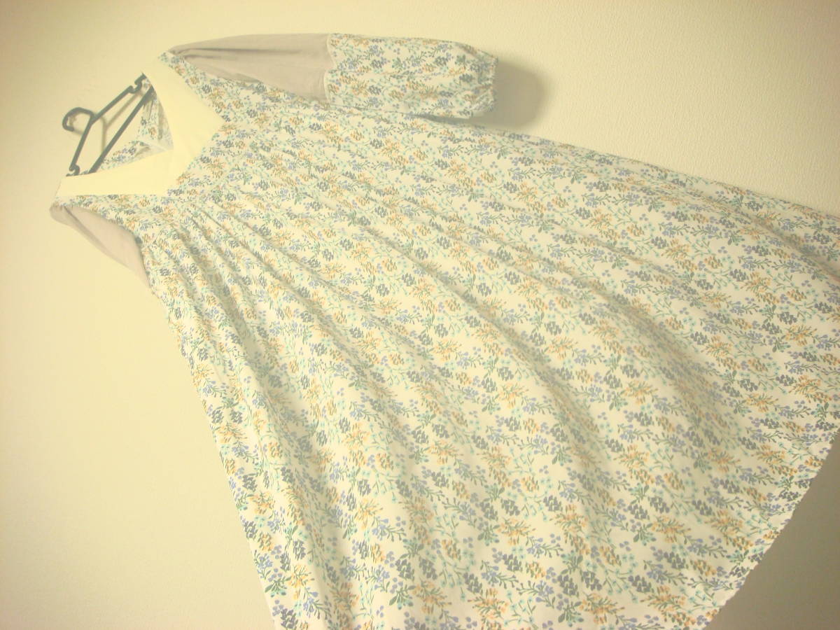 ミスティック 花柄 たっぷり ゆったり マキシ丈 ロング ワンピース ホワイト系 美品拍卖